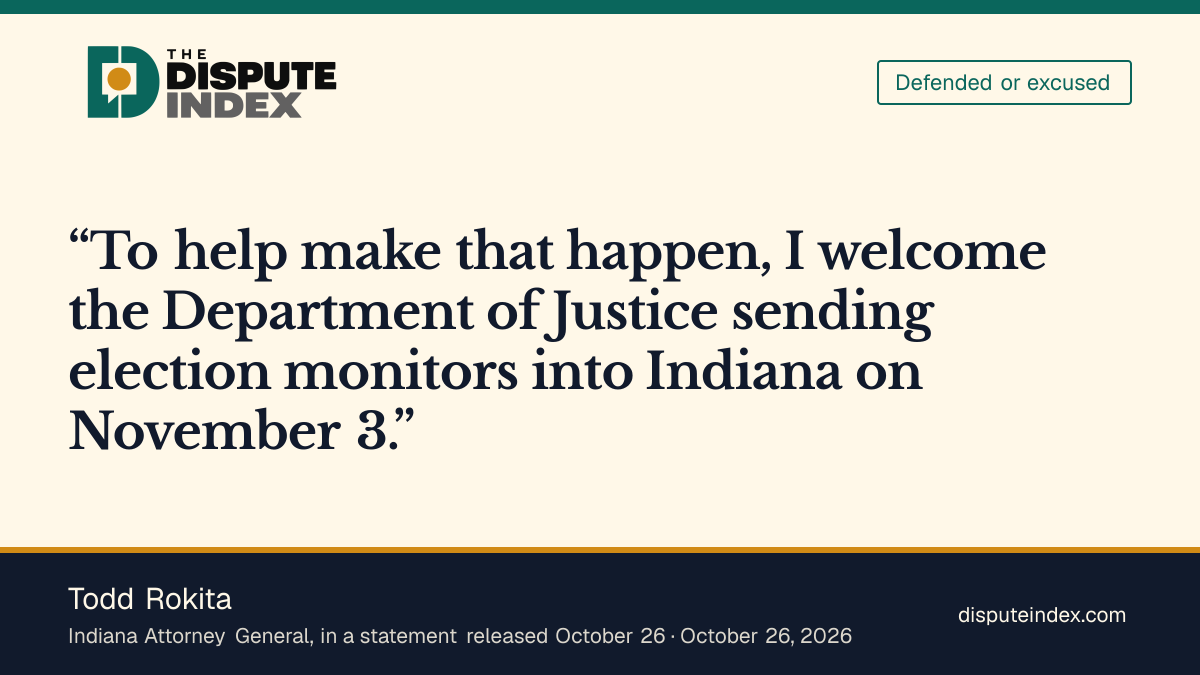 Quote card: Todd Rokita, Rokita welcomes DOJ election monitors in Indiana