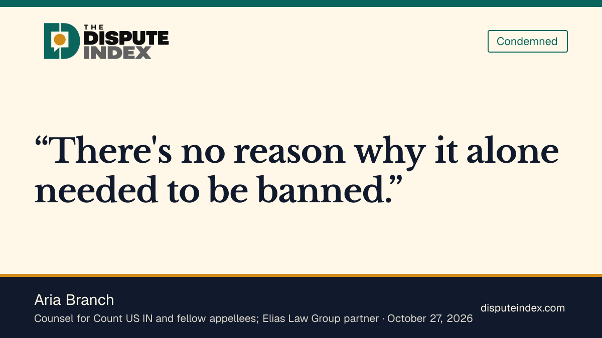 Quote card: Aria Branch, Branch opposes Indiana's exclusion of student IDs