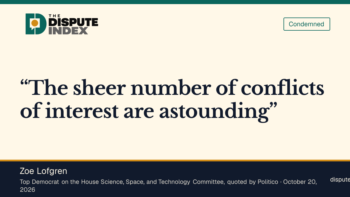 Quote card: Zoe Lofgren, Lofgren says the number of conflicts of interest is astounding