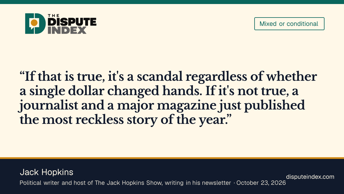 Quote card: Jack Hopkins, Jack Hopkins says the phone account is a scandal if true and the most reckless story of the year if not