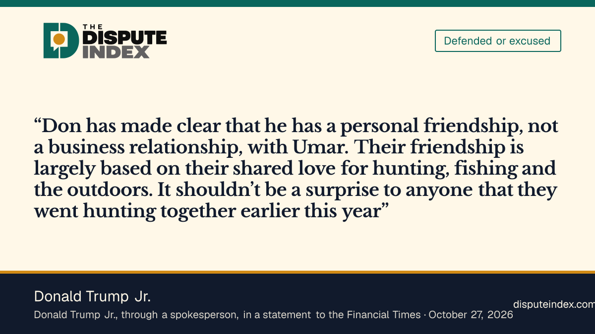 Quote card: Donald Trump Jr., Trump Jr.'s spokesperson calls the Kremlev tie a personal friendship