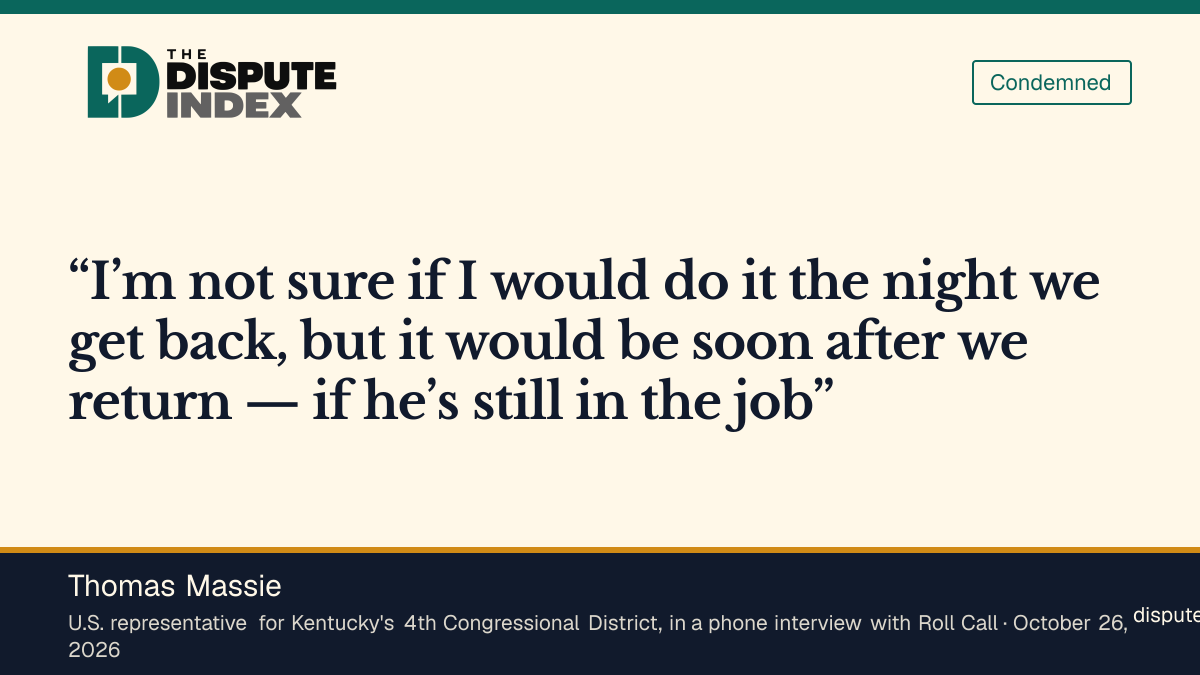 Quote card: Thomas Massie, Massie says he will force the vote soon after the House returns