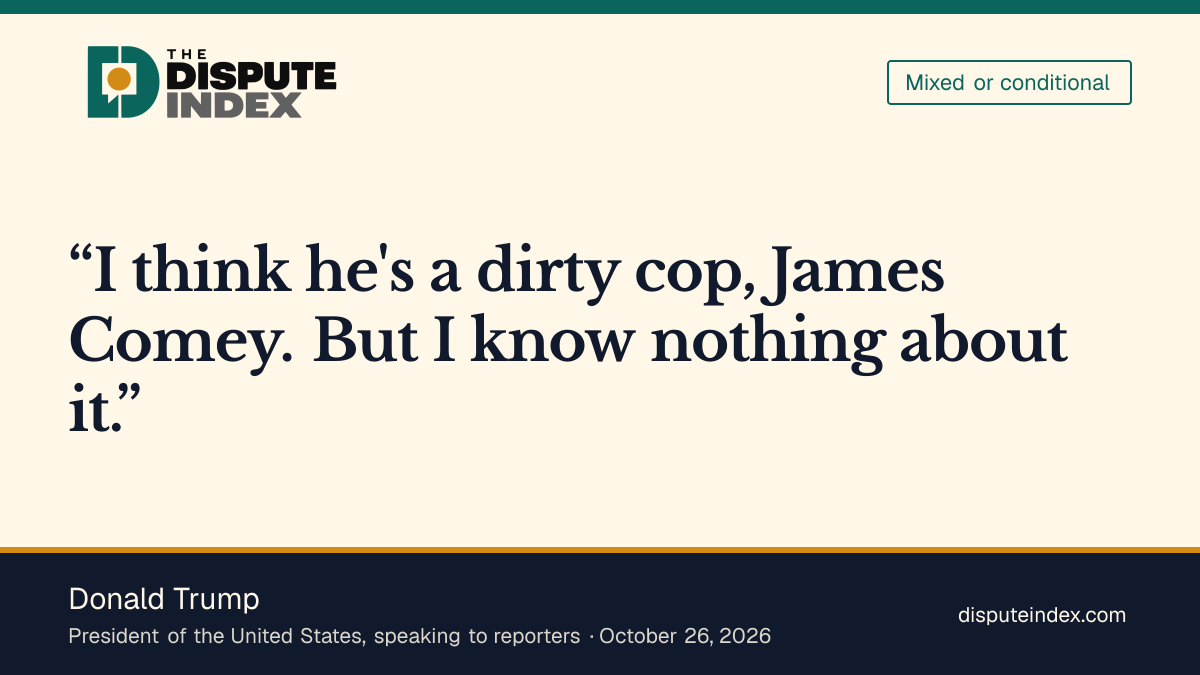 Quote card: Donald Trump, Trump calls Comey a dirty cop and says he knows nothing about the new case