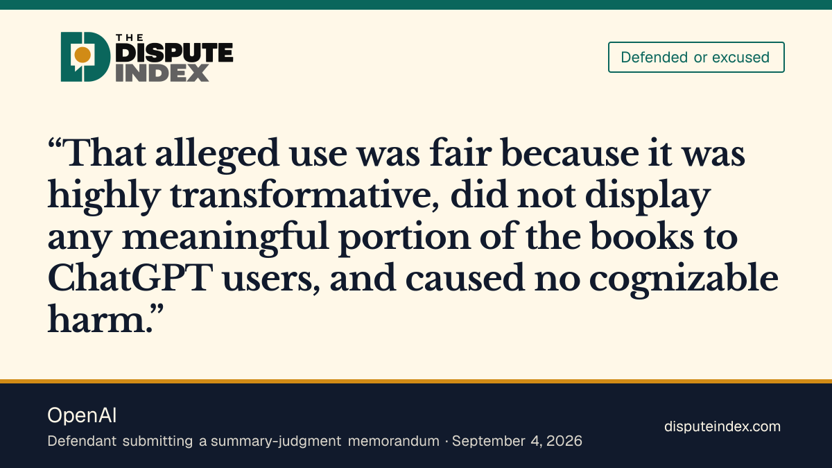Quote card: OpenAI, OpenAI defends model pretraining as fair use