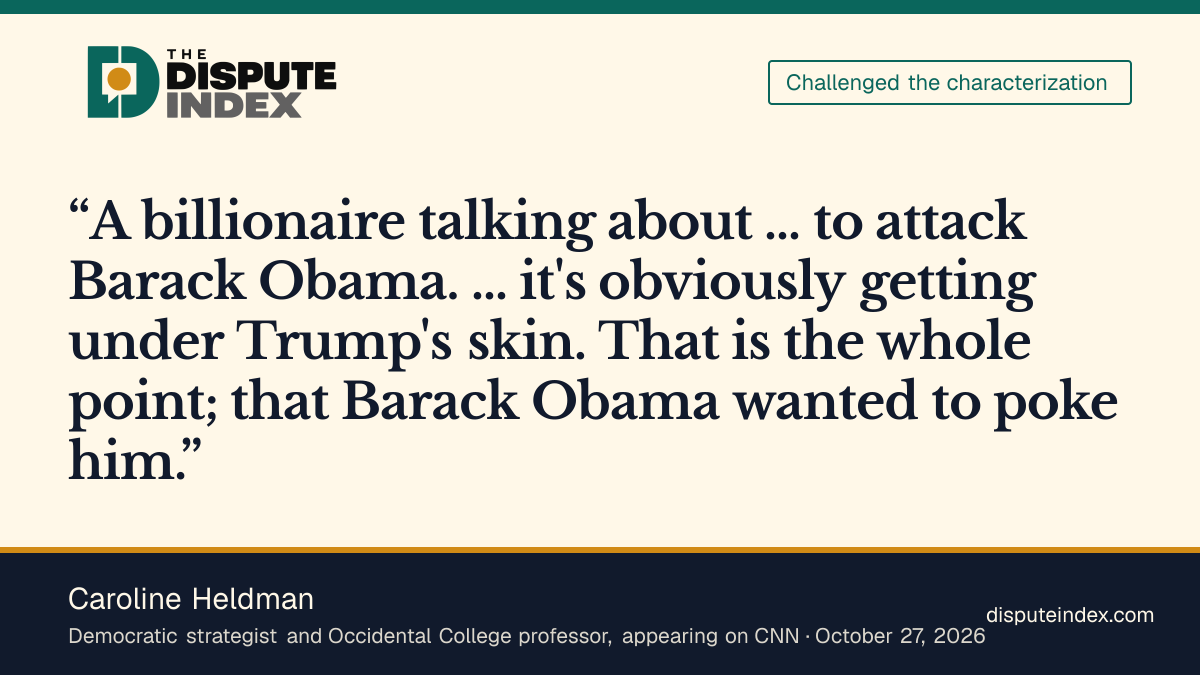 Quote card: Caroline Heldman, Heldman interprets Obama's joke as a jab at Trump