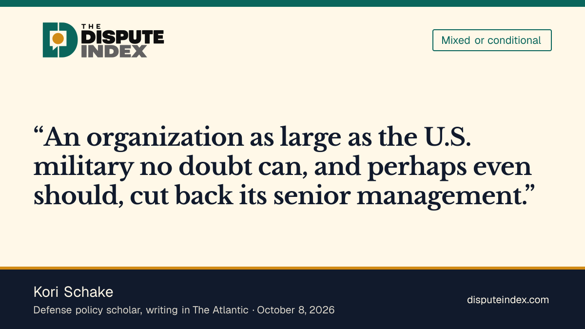 Quote card: Kori Schake, Schake accepts reductions but criticizes Hegseth's approach