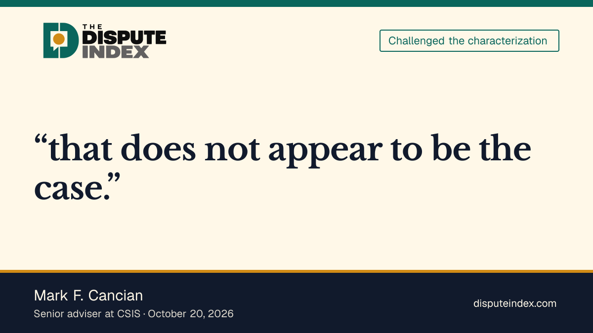 Quote card: Mark F. Cancian, Cancian disputes describing officer-position cuts as a purge