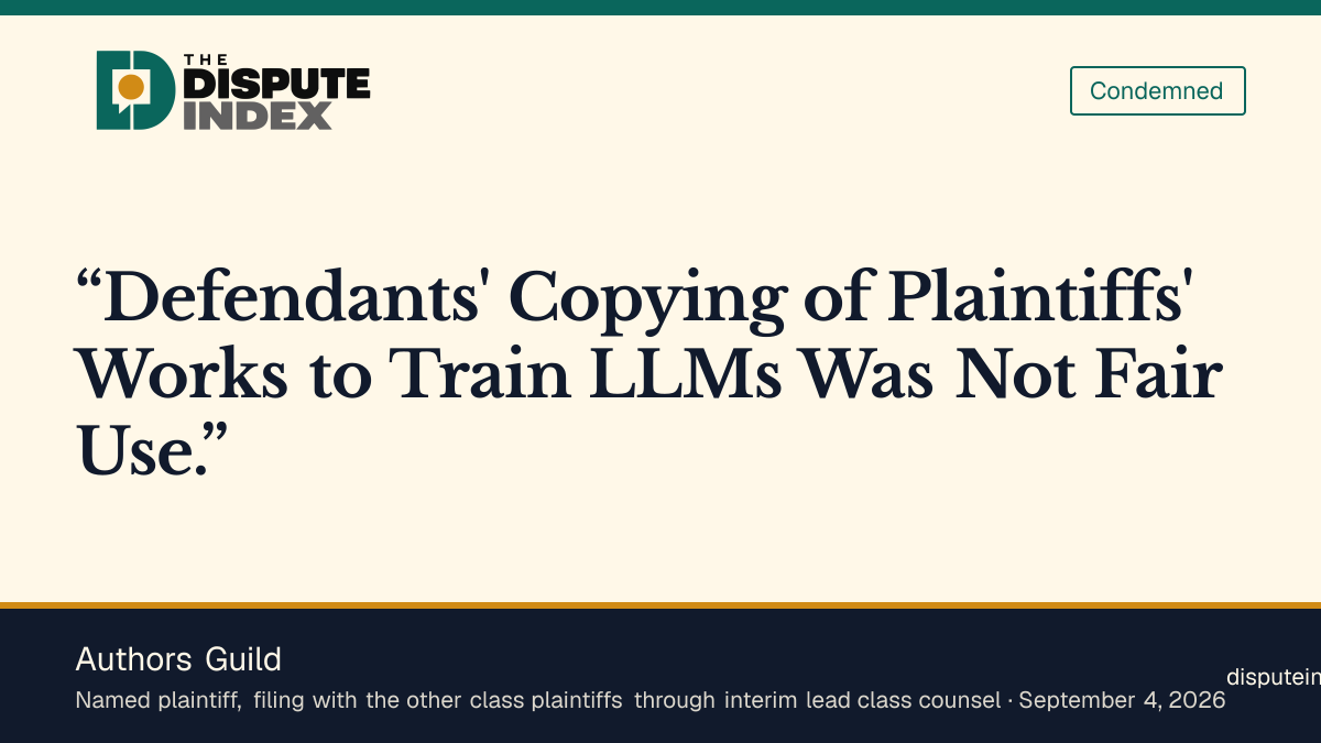 Quote card: Authors Guild, Authors Guild and fellow plaintiffs say OpenAI's training copies are not fair use