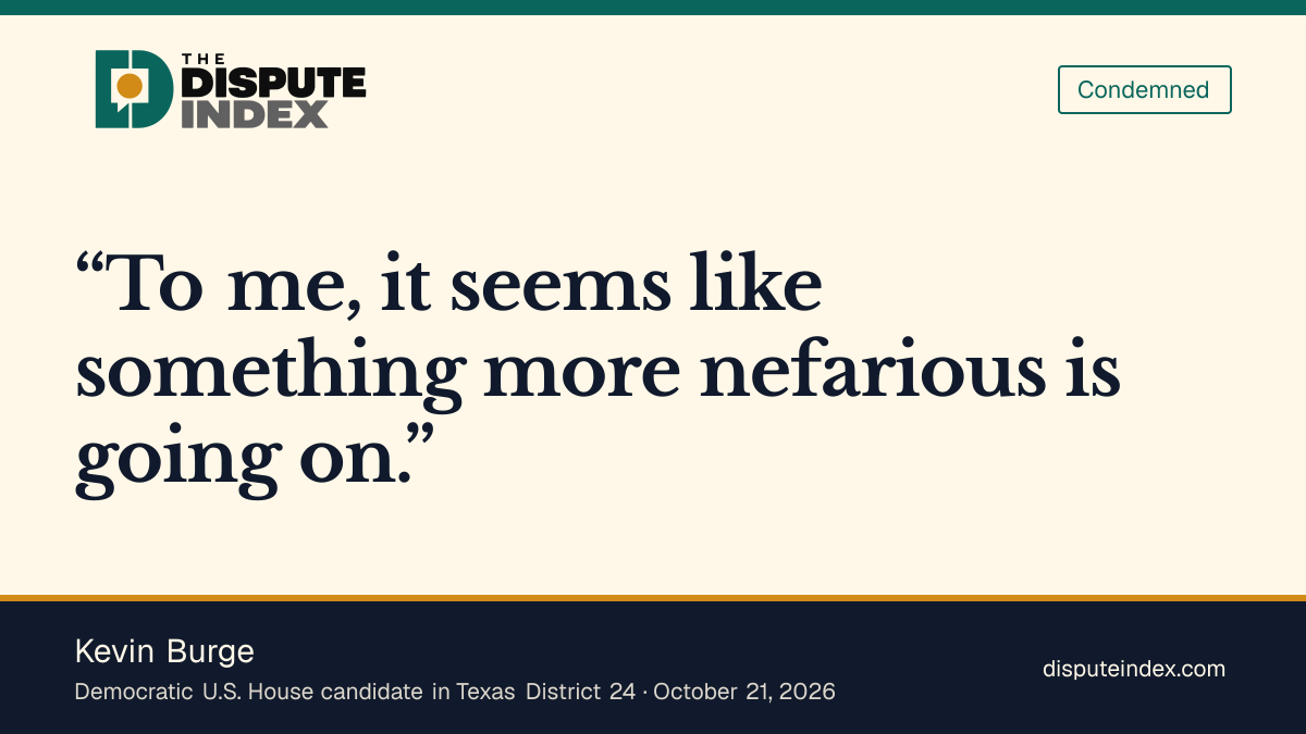 Quote card: Kevin Burge, Burge questions the motive for Tarrant polling-site cuts