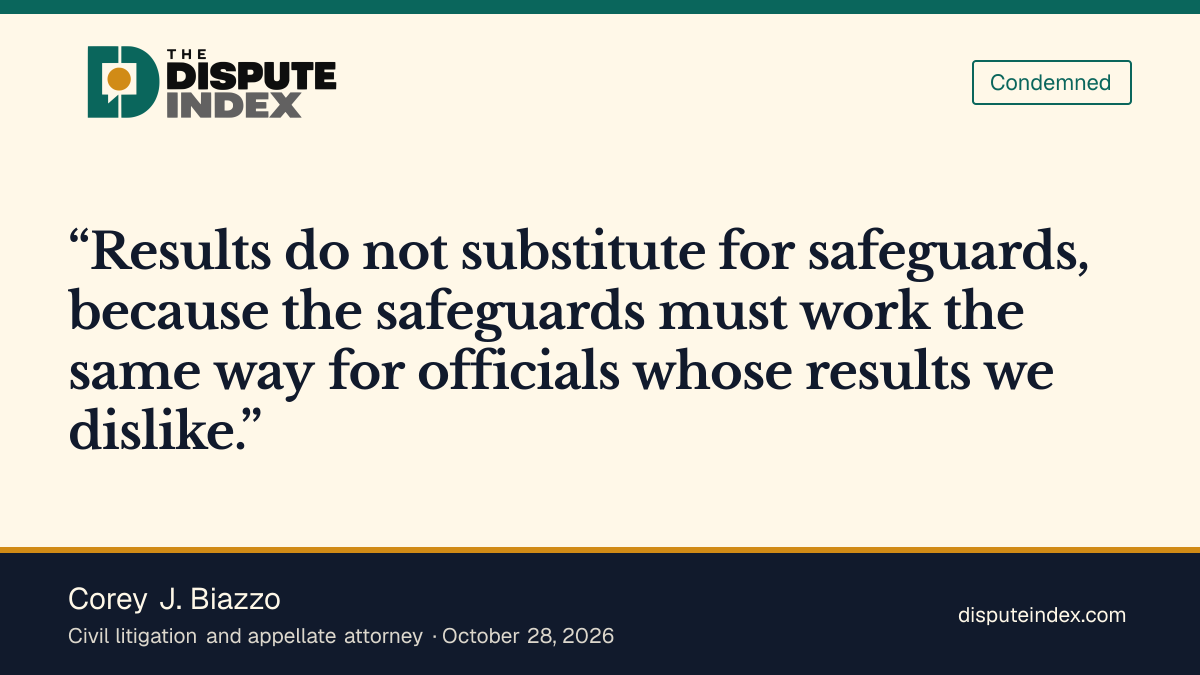 Quote card: Corey J. Biazzo, Biazzo argues that diplomatic results cannot replace disclosure