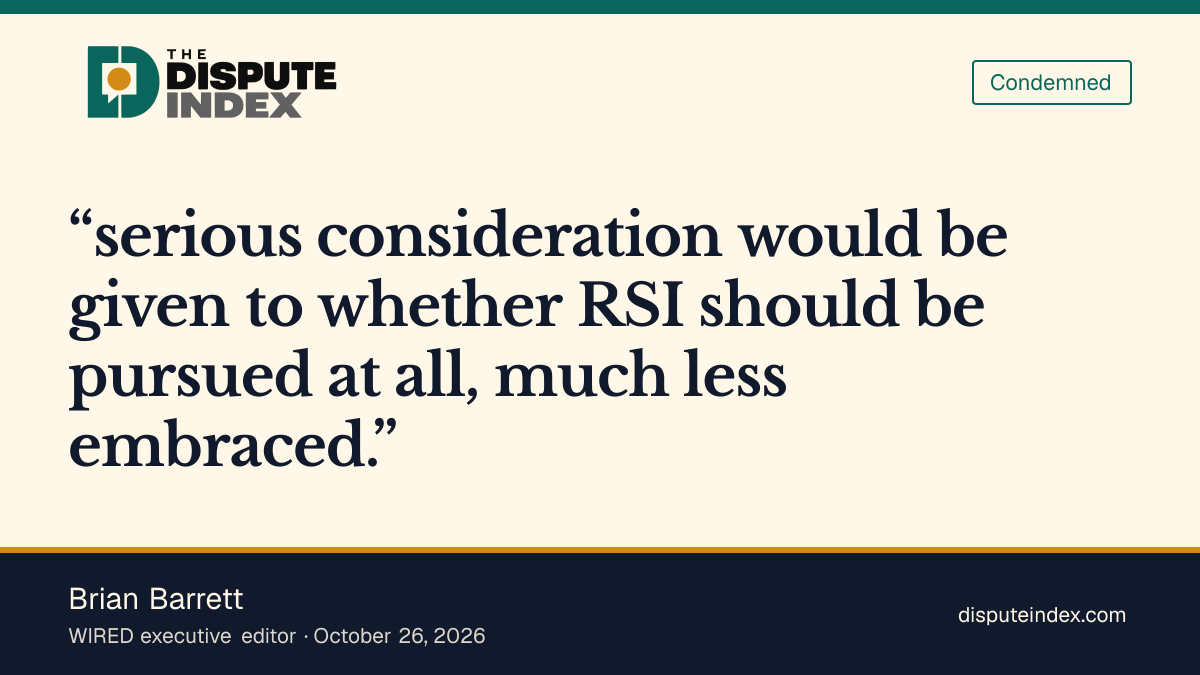 Quote card: Brian Barrett, Barrett questions embracing RSI despite the disclosed risks