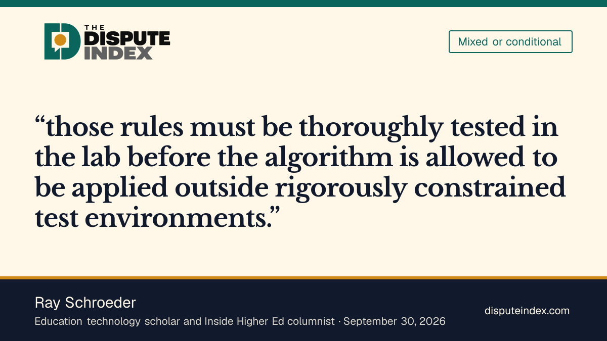 Quote card: Ray Schroeder, Schroeder calls for rigorous constraints before deploying self-improving AI