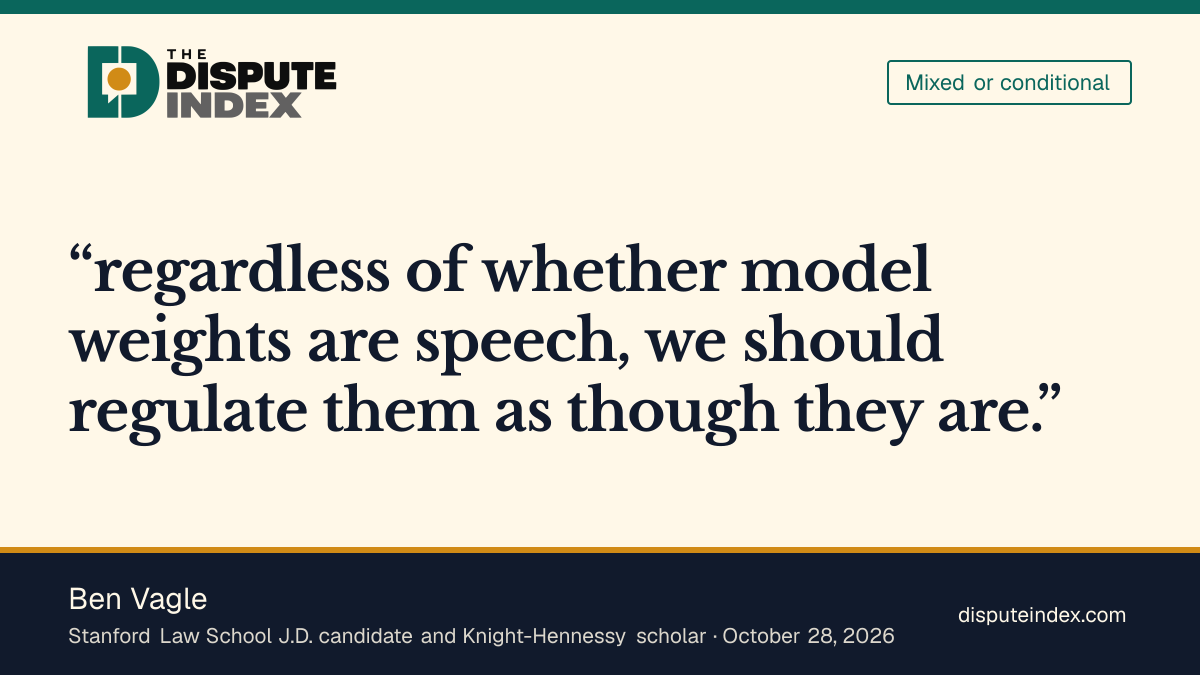 Quote card: Ben Vagle, Vagle urges speech safeguards in any AI-model licensing regime