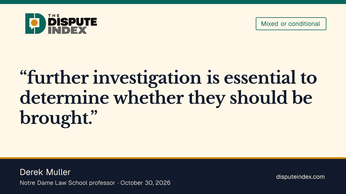 Quote card: Derek Muller, Muller urges investigation while rejecting the amended certification claim