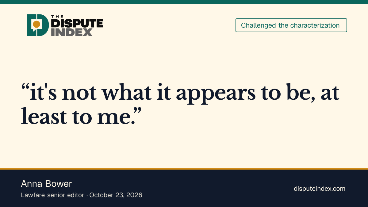 Quote card: Anna Bower, Bower questions the complaint's evidentiary basis