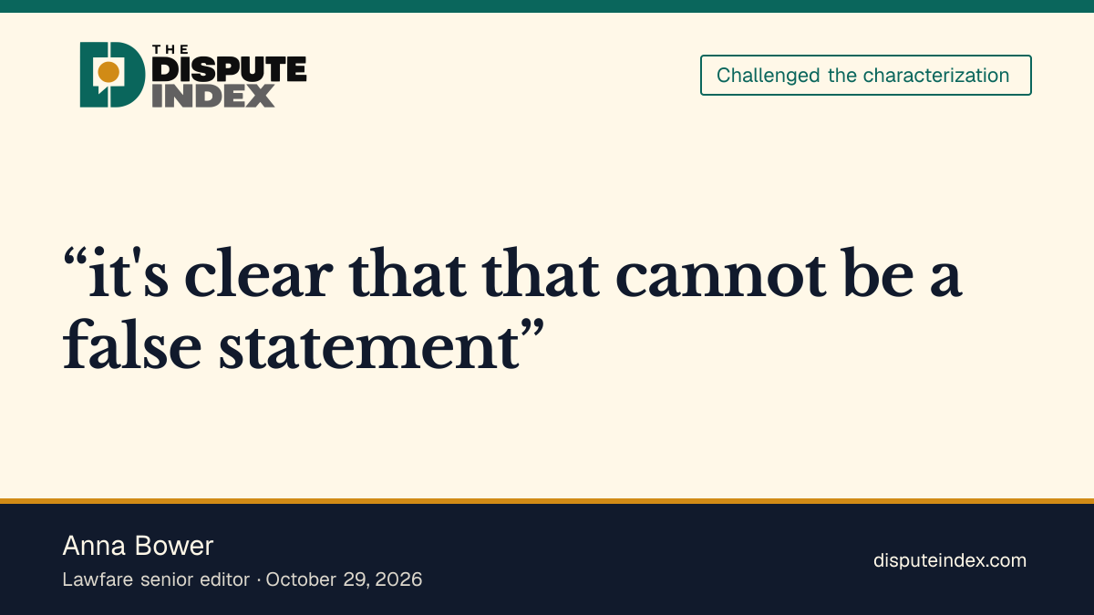Quote card: Anna Bower, Bower challenges the allegation based on a hypothetical question