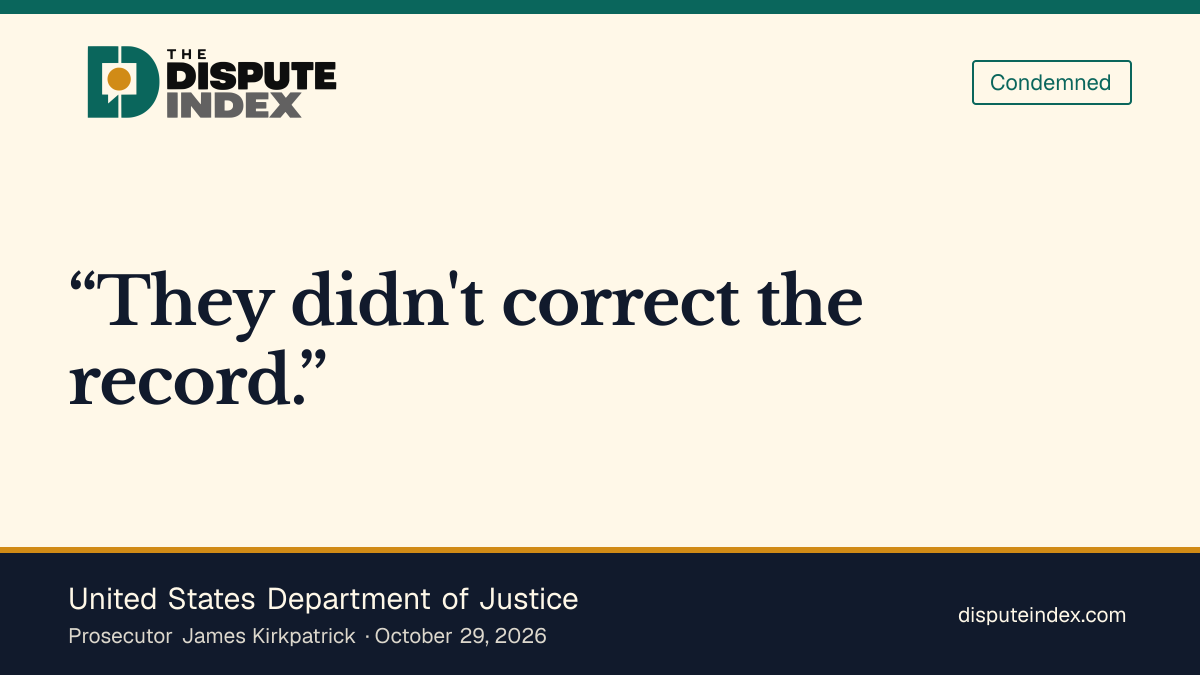 Quote card: United States Department of Justice, DOJ prosecutor alleges a motive to minimize laptop knowledge