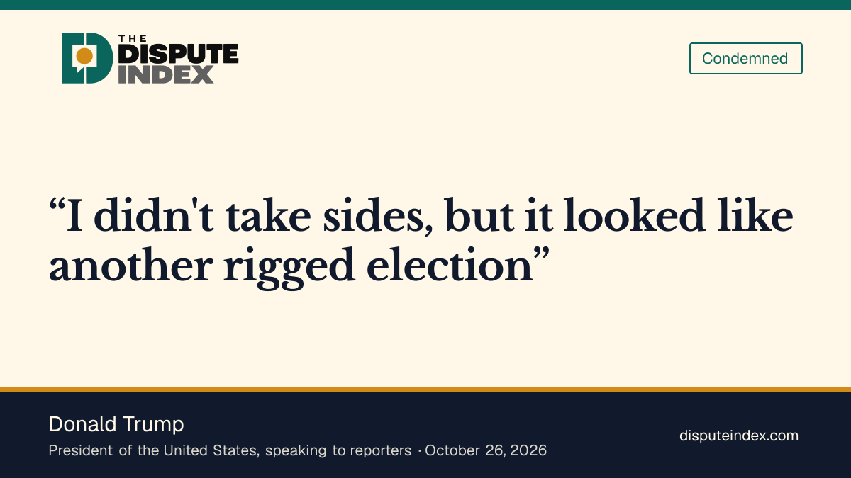 Quote card: Donald Trump, Trump says Brazil's runoff looked like another rigged election