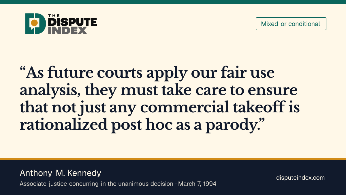 Quote card: Anthony M. Kennedy, Kennedy joins the remand while warning against a blanket parody defense