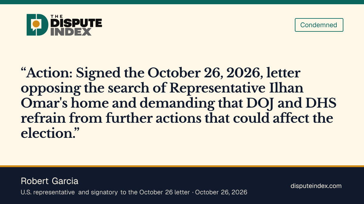 Quote card: Robert Garcia, Garcia joins the letter opposing the search of Omar's home