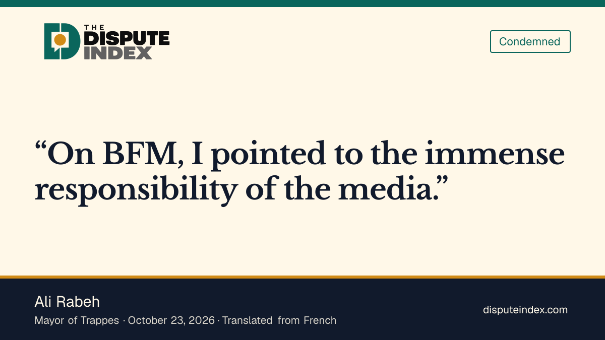 Quote card: Ali Rabeh, Trappes mayor Ali Rabeh says he reminded BFMTV of the media's responsibility after the attack