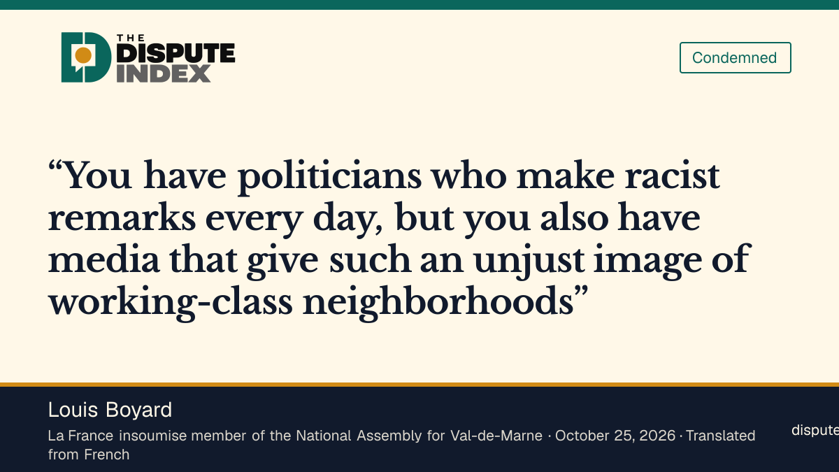 Quote card: Louis Boyard, Louis Boyard faults media portrayals of working-class neighborhoods on BFMTV