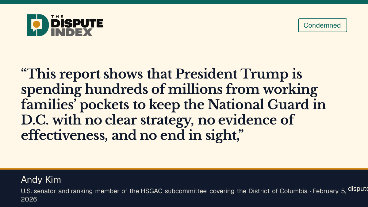 Quote card: Andy Kim, Kim argues that the D.C. deployment lacks a strategy and evidence of effectiveness