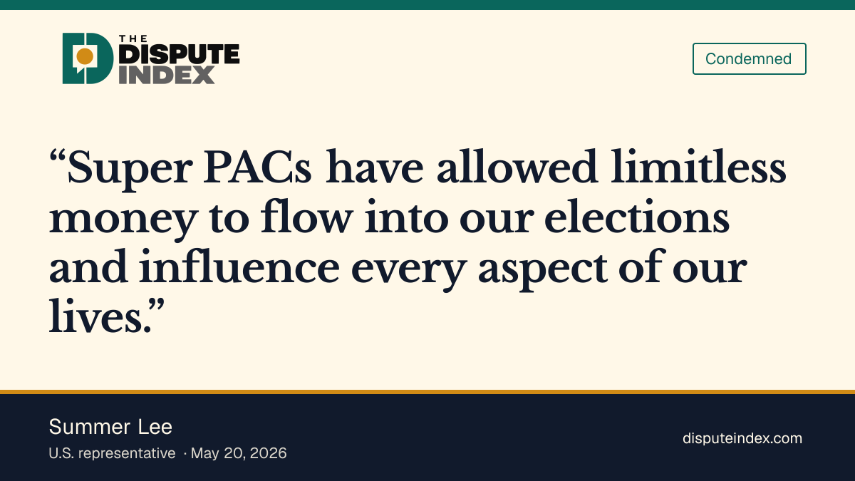 Quote card: Summer Lee, Lee criticizes unlimited super PAC money