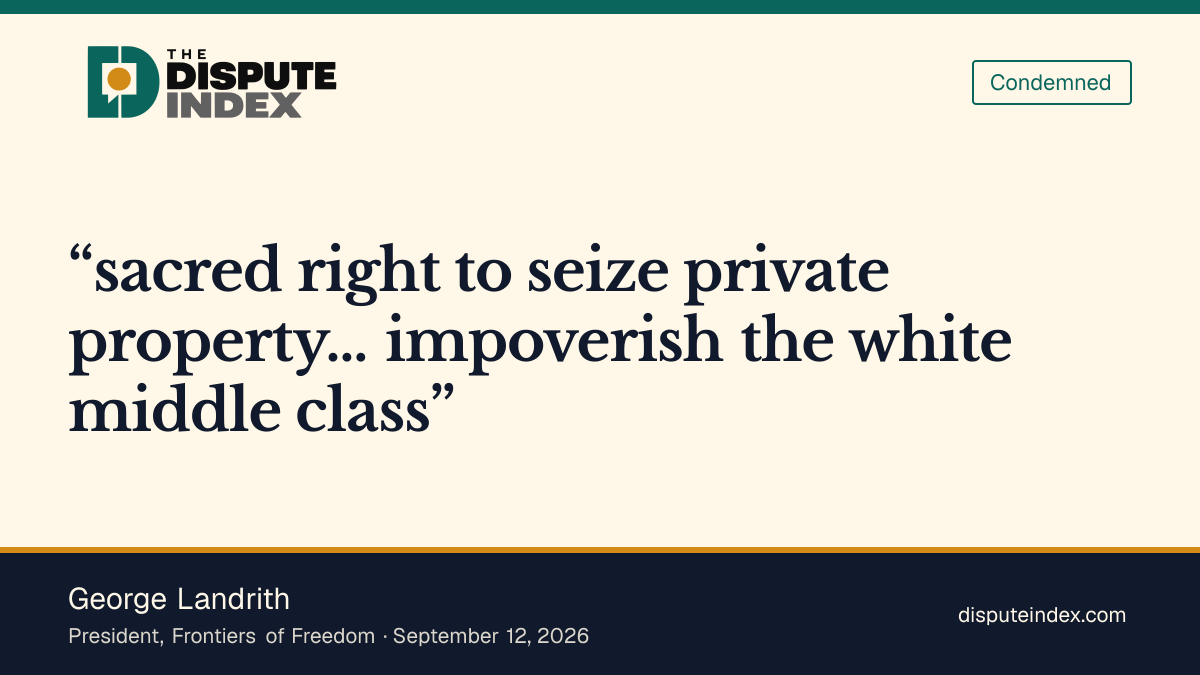 Quote card: George Landrith, Landrith cites Weaver's remarks in "socialist takeover" op-ed