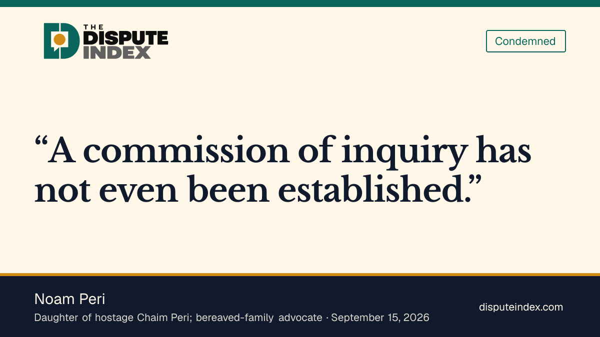 Quote card: Noam Peri, Noam Peri: no inquiry has been established into ignored October 7 warnings