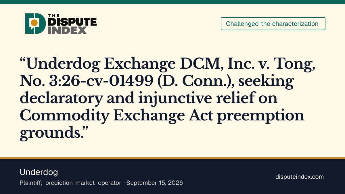Quote card: Underdog, Underdog sues Connecticut over prediction-market enforcement