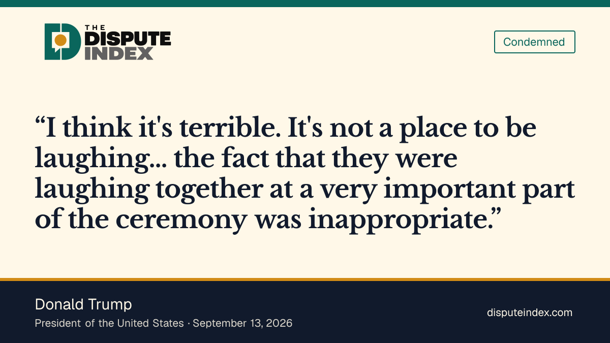 Quote card: Donald Trump, Trump calls the Mamdani-AOC laughing moment "terrible"