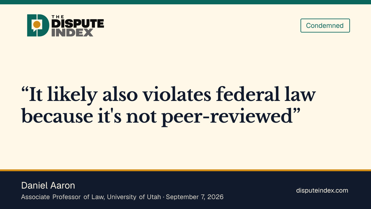 Quote card: Daniel Aaron, Aaron says the HHS report likely violates federal law