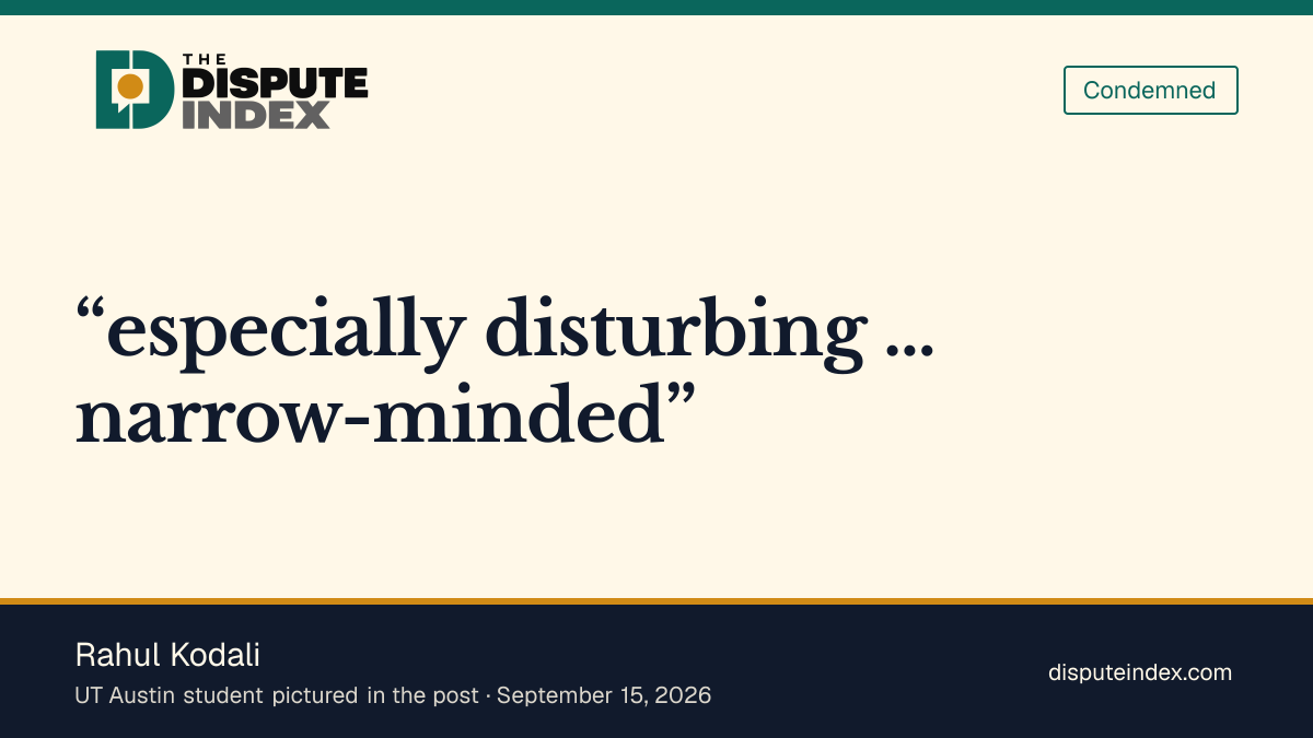 Quote card: Rahul Kodali, Kodali calls French's comments "disturbing" and "narrow-minded"