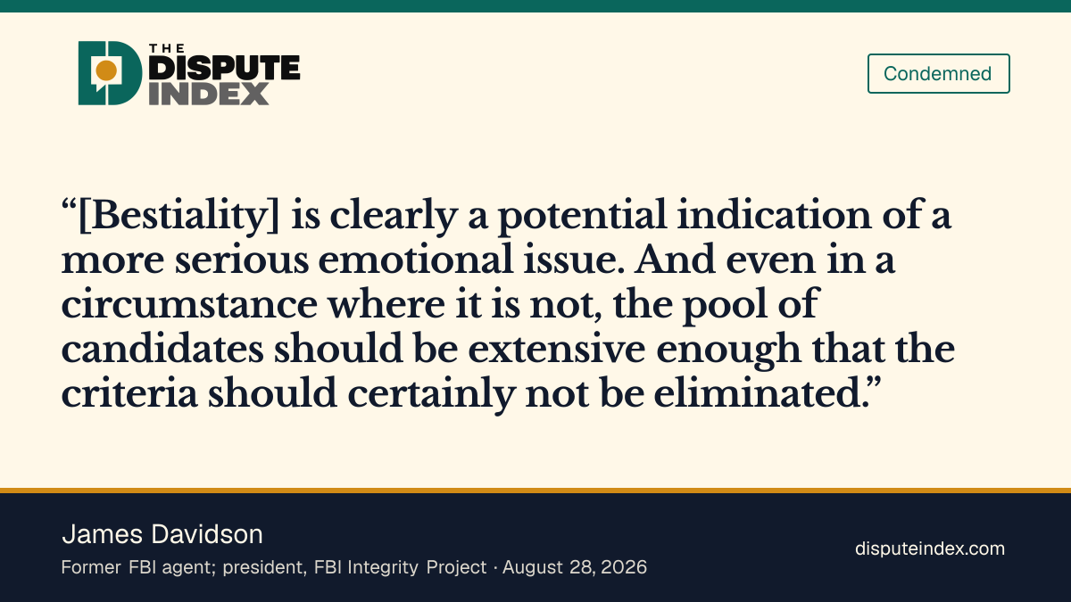 Quote card: James Davidson, Former agent James Davidson: the criterion "should certainly not be eliminated"