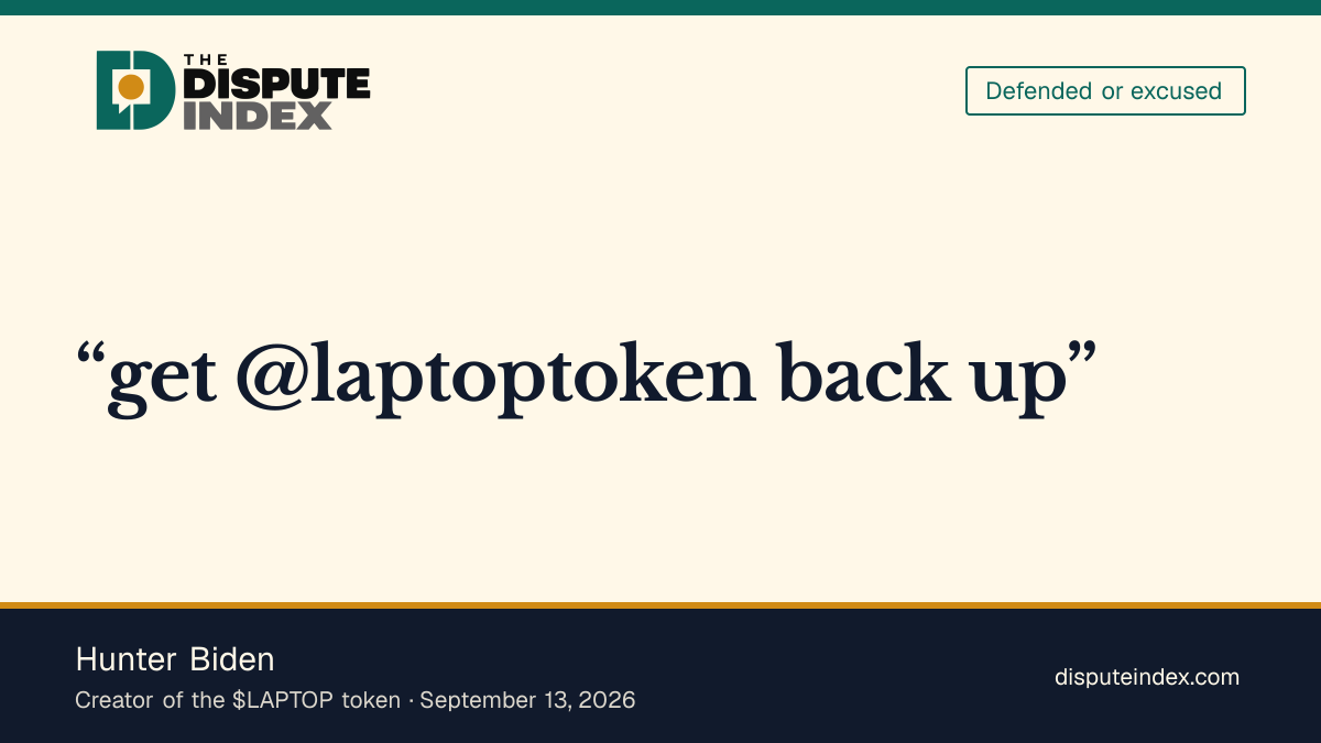 Quote card: Hunter Biden, Hunter Biden asks Musk to help restore $LAPTOP