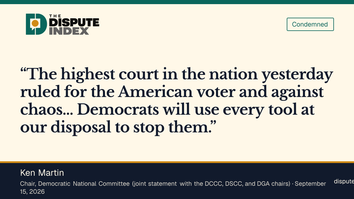 Quote card: Ken Martin, Martin leads joint Democratic statement condemning mail-in voting restrictions