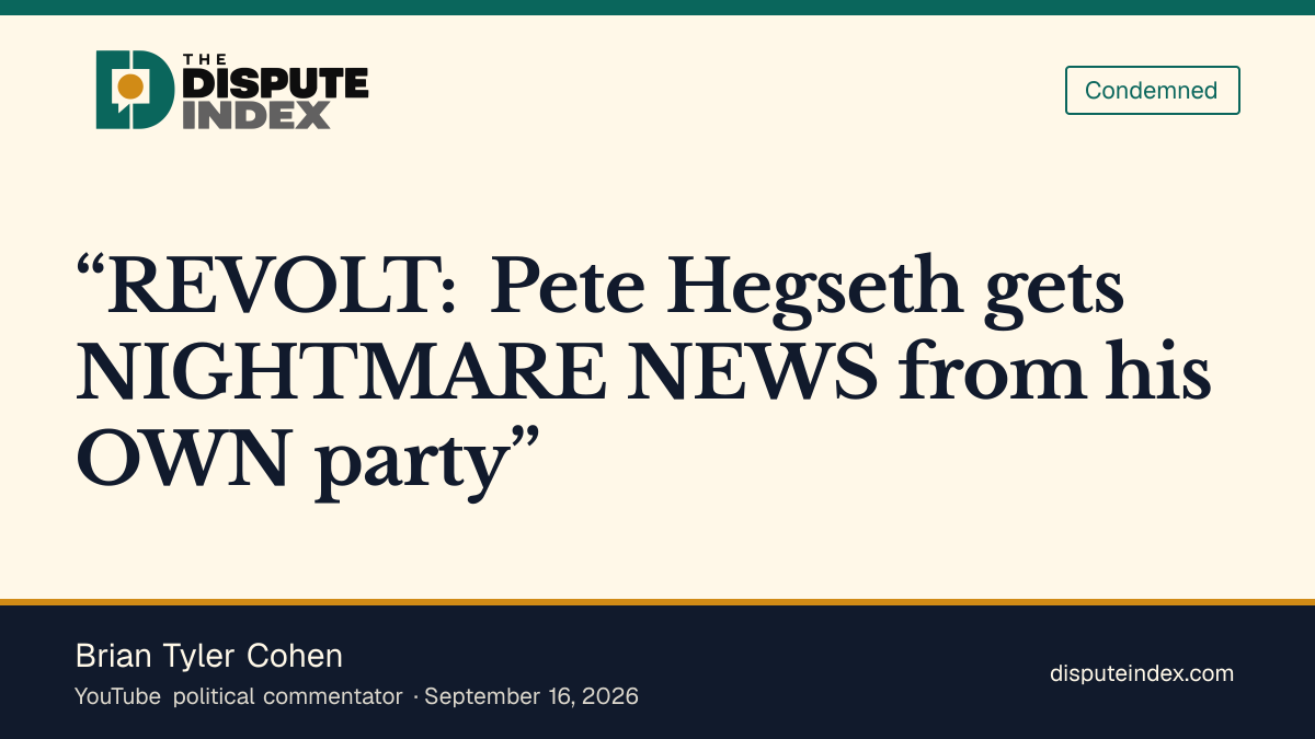 Quote card: Brian Tyler Cohen, Cohen frames Massie's impeachment push as a party "revolt" against Hegseth