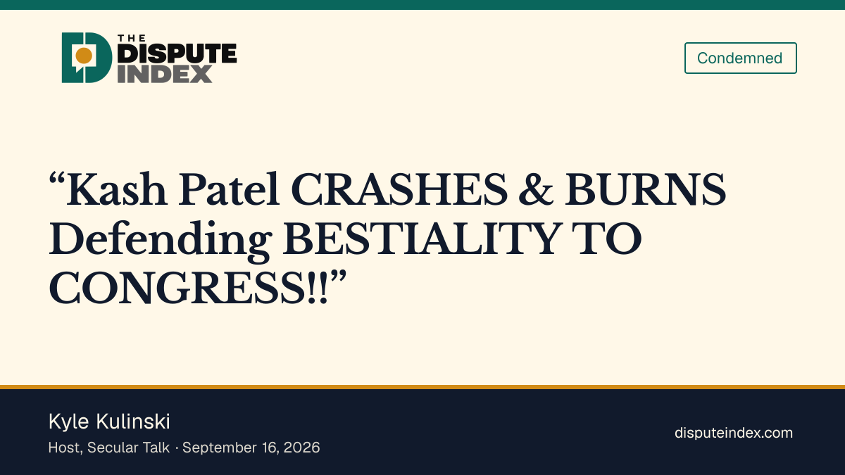 Quote card: Kyle Kulinski, Kulinski mocks Patel's bestiality-policy defense as a failure