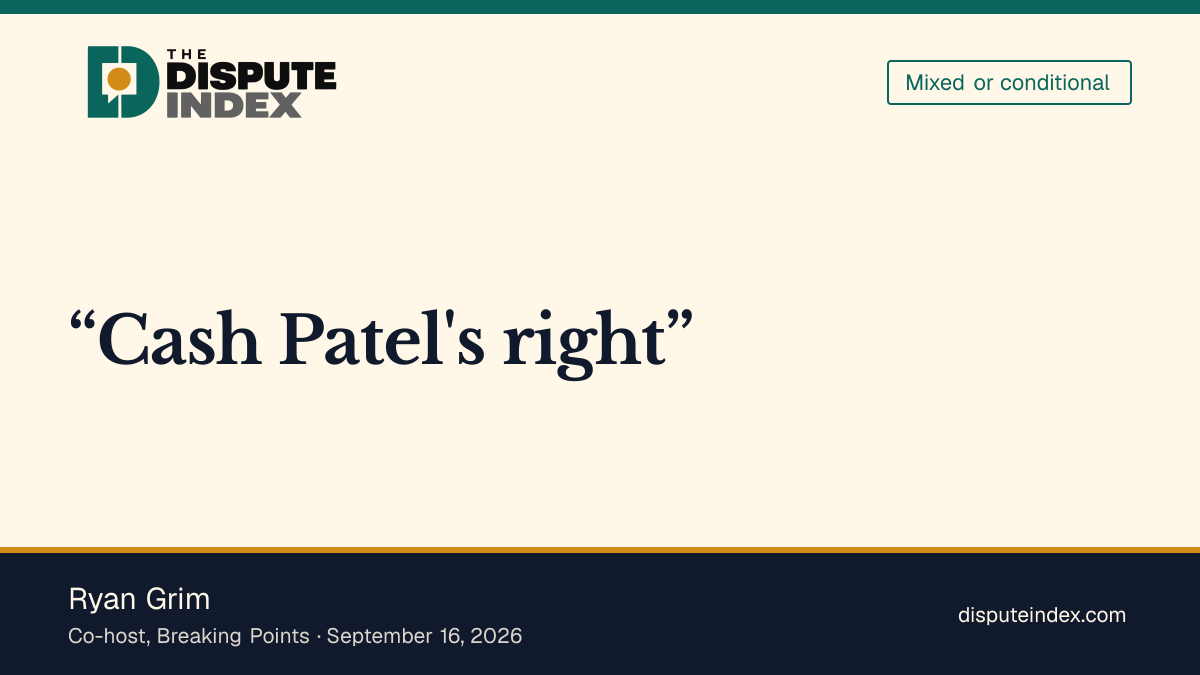 Quote card: Ryan Grim, Grim agrees with Patel's substance while mocking the rollout