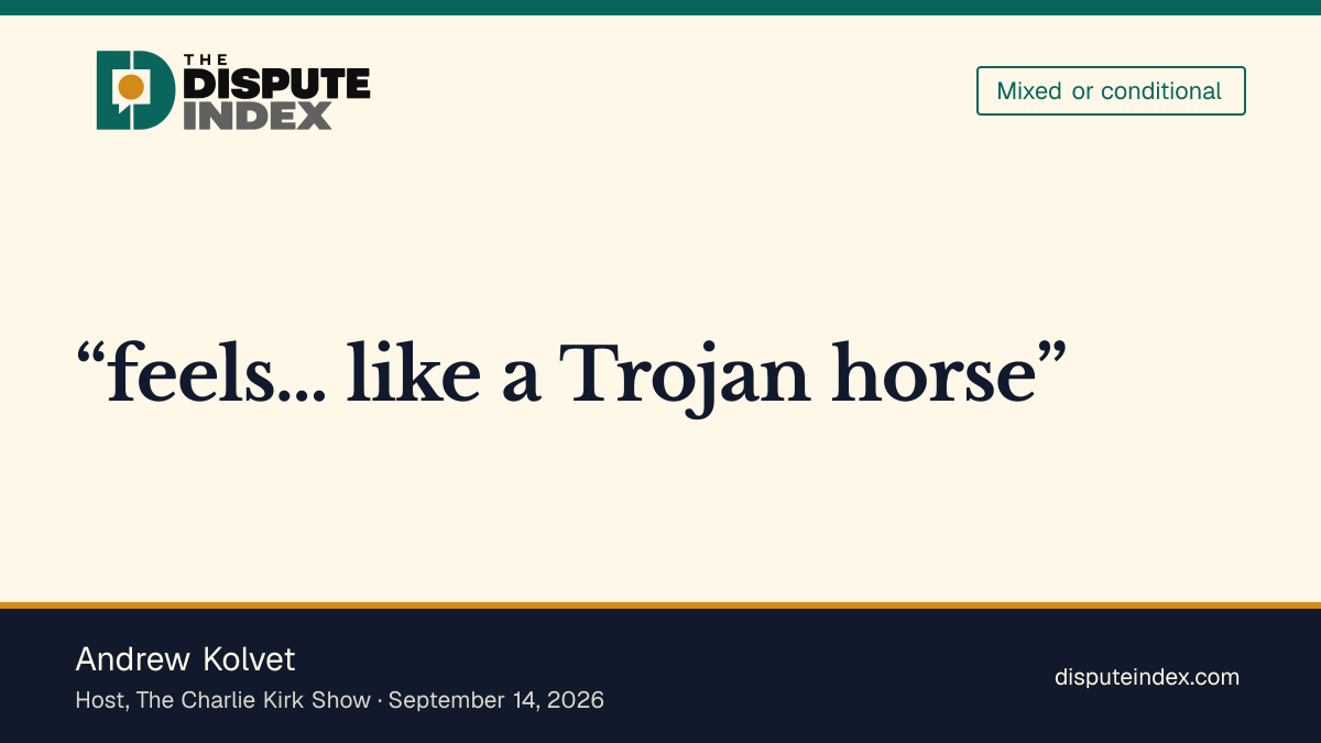 Quote card: Andrew Kolvet, Kolvet calls AI firms' regulatory lobbying a potential "Trojan horse"
