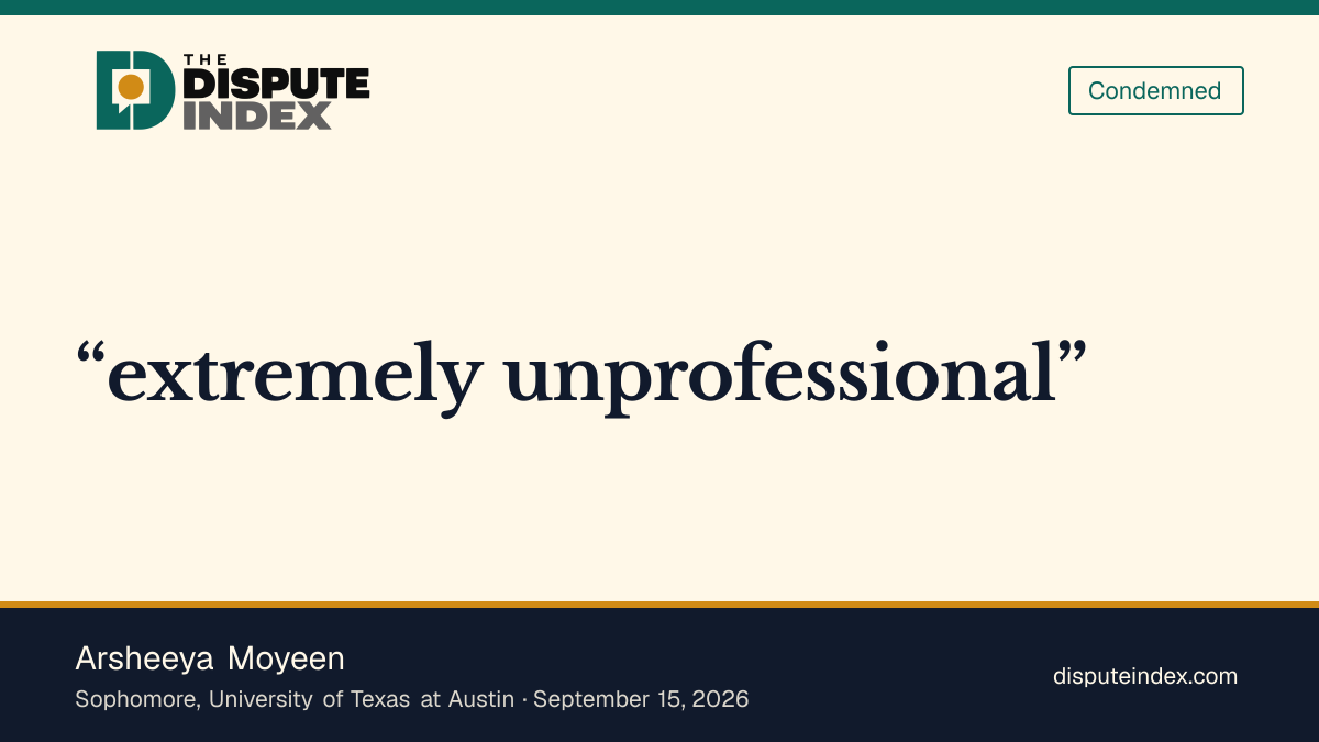 Quote card: Arsheeya Moyeen, Moyeen calls French's post "extremely unprofessional"