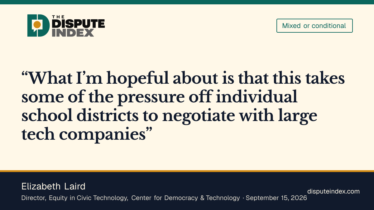 Quote card: Elizabeth Laird, Laird hopes the standard takes pressure off districts negotiating with tech companies