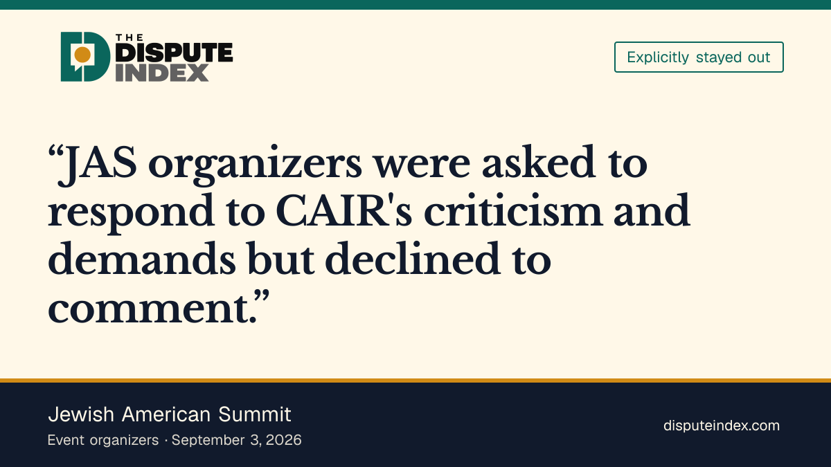 Quote card: Jewish American Summit, Jewish American Summit declines to comment on CAIR's criticism of Yousef