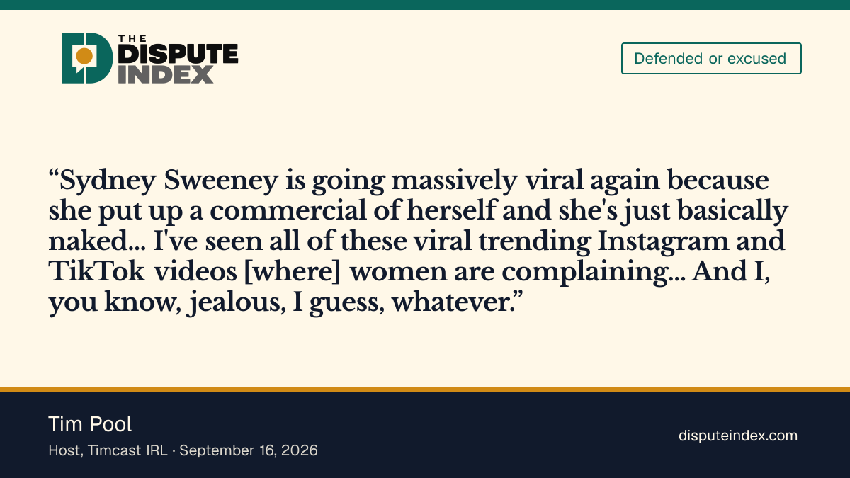 Quote card: Tim Pool, Tim Pool dismisses Novig ad backlash as jealousy