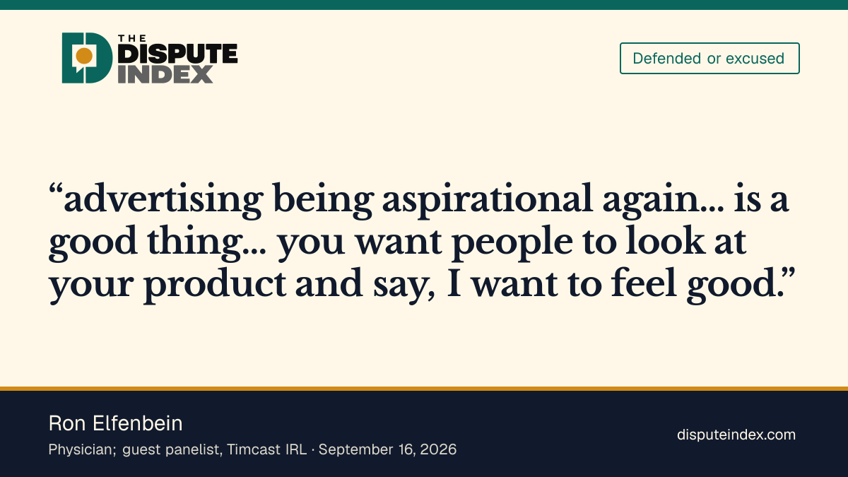 Quote card: Ron Elfenbein, Ron Elfenbein defends the Novig ad's "aspirational" approach