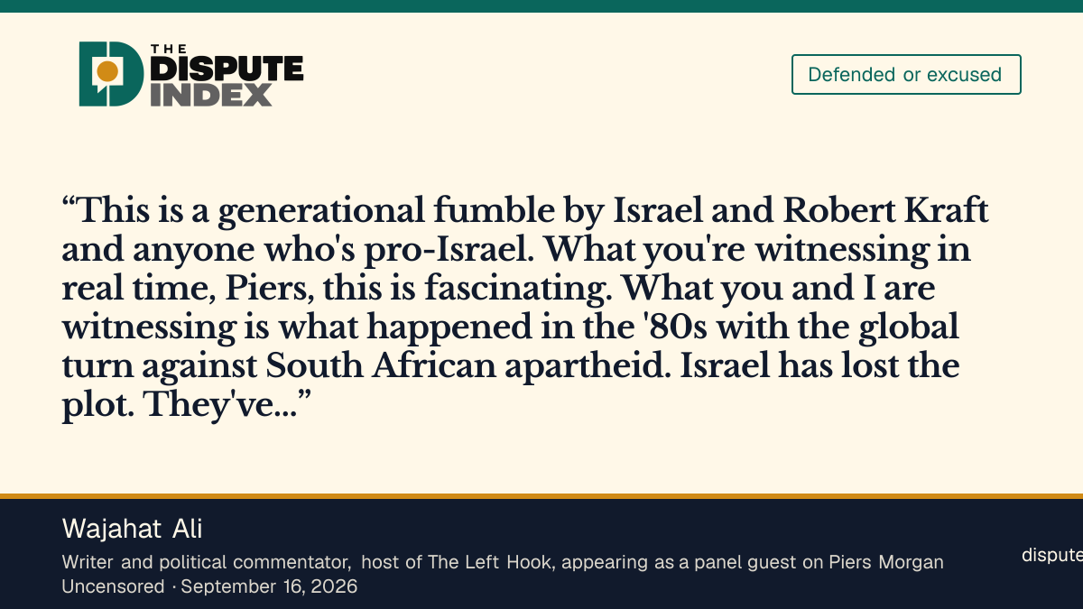 Quote card: Wajahat Ali, Wajahat Ali calls Macklemore's removal a "generational fumble" and a cultural turn against Israel