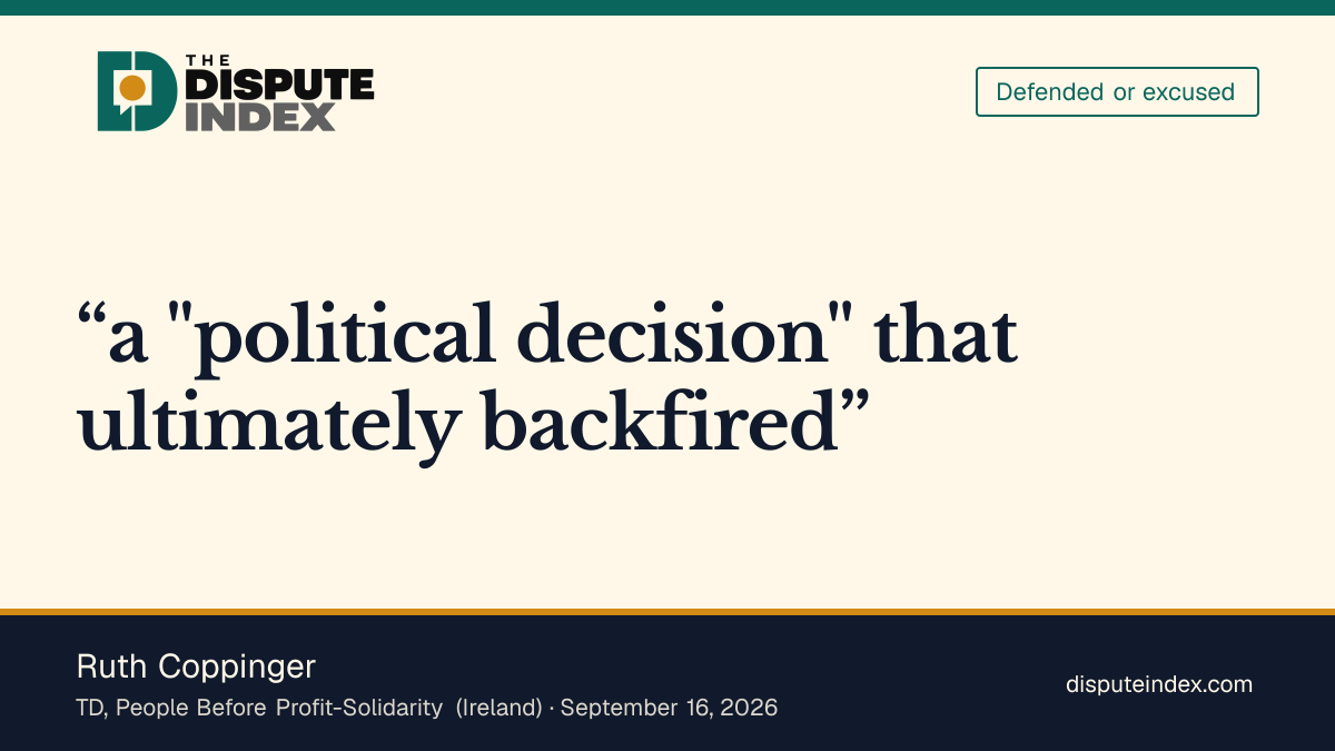 Quote card: Ruth Coppinger, Ruth Coppinger: Macklemore's removal was a "political decision" that backfired