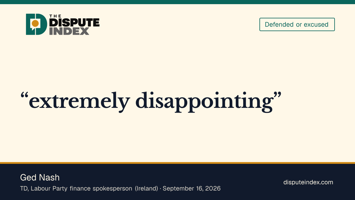 Quote card: Ged Nash, Ged Nash calls Sheeran's position "extremely disappointing"