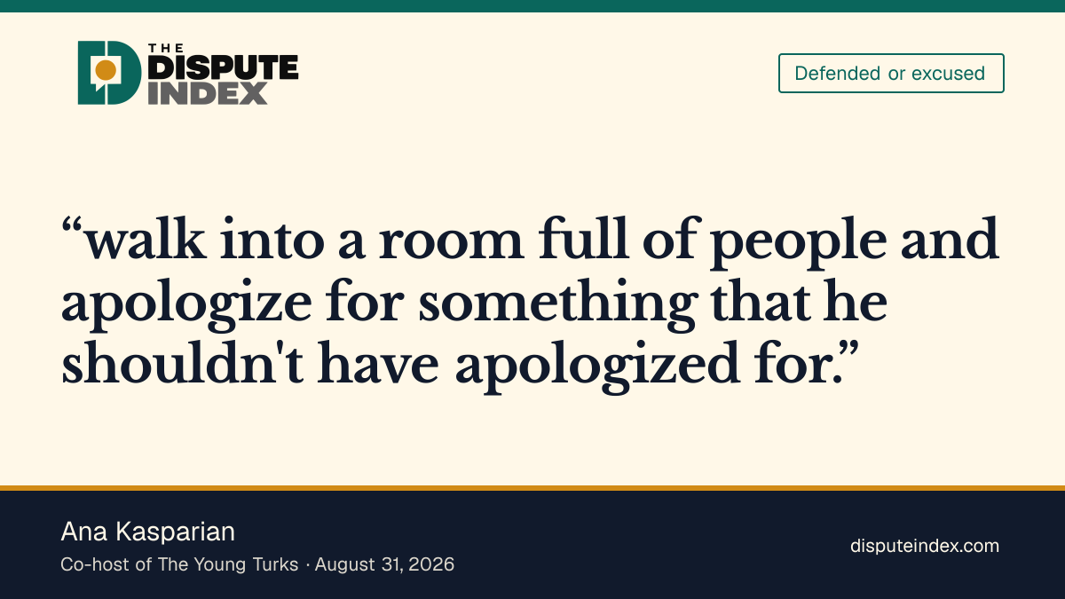 Quote card: Ana Kasparian, Ana Kasparian says El-Sayed should not have apologized for his remarks